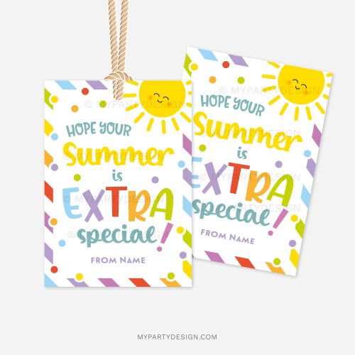 last day of school gift tags that read "hope your summer is extra special"