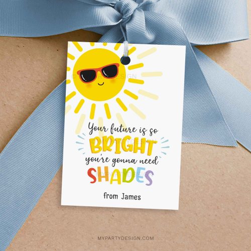 Your future is so bright shades gift tag for graduation or end of school year sunglasses class gifts