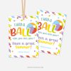 colorful end of school year gift tags for summer class gifts that read "I had a ball with you this year"
