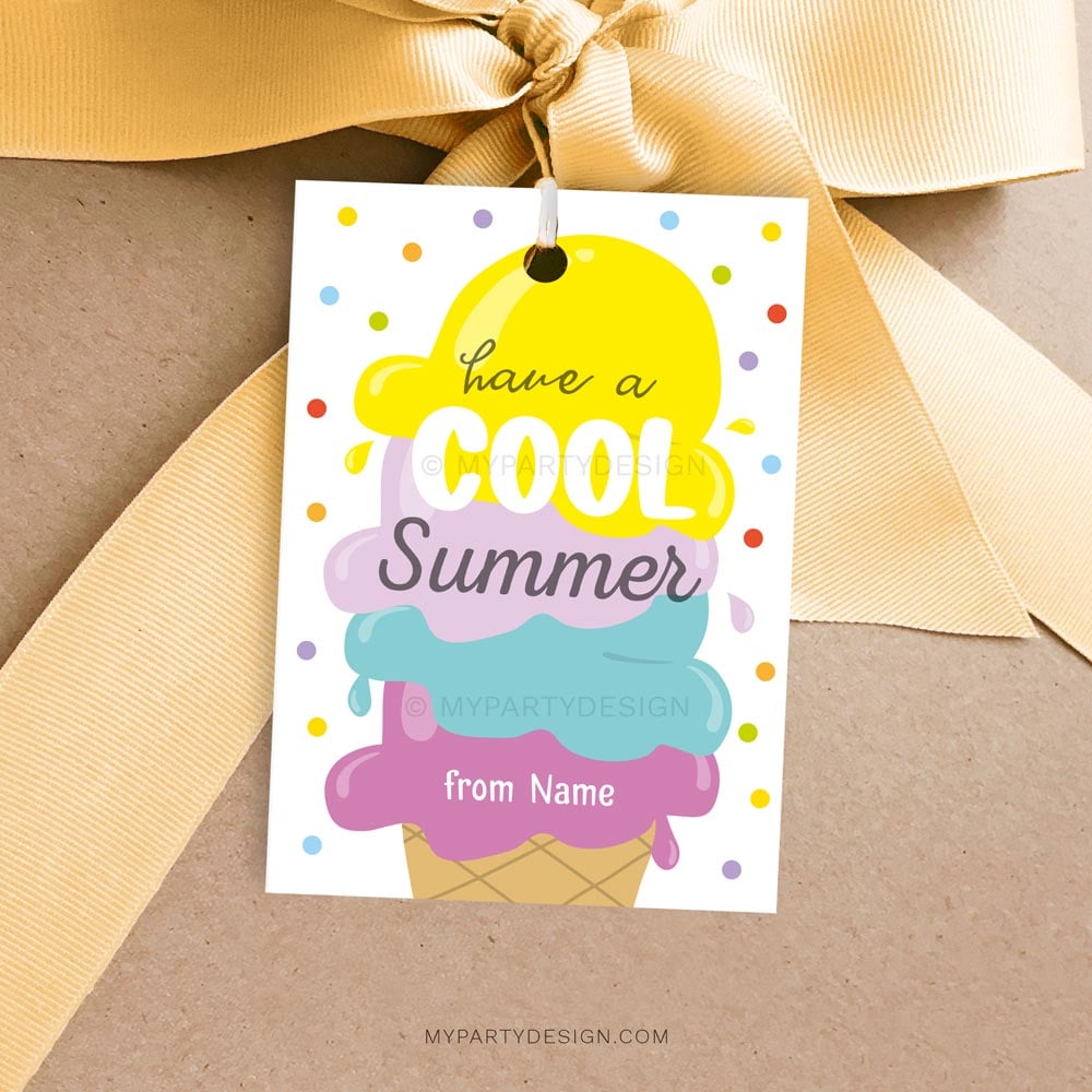 Summer Ice Cream Gift Tag, Printable PDF - My Party Design