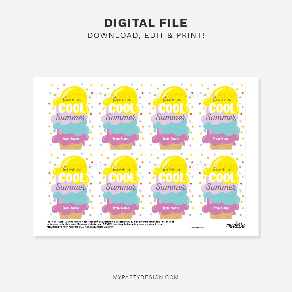 SUMMER-ICECREAM-COOL-SUMMER-GIFT-TAGS-00C printable Have a Cool Summer Ice Cream Gift Tag