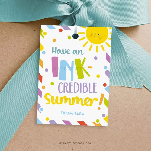 ink-credible summer gift tag for last day of school year pen class gifts for students or friends