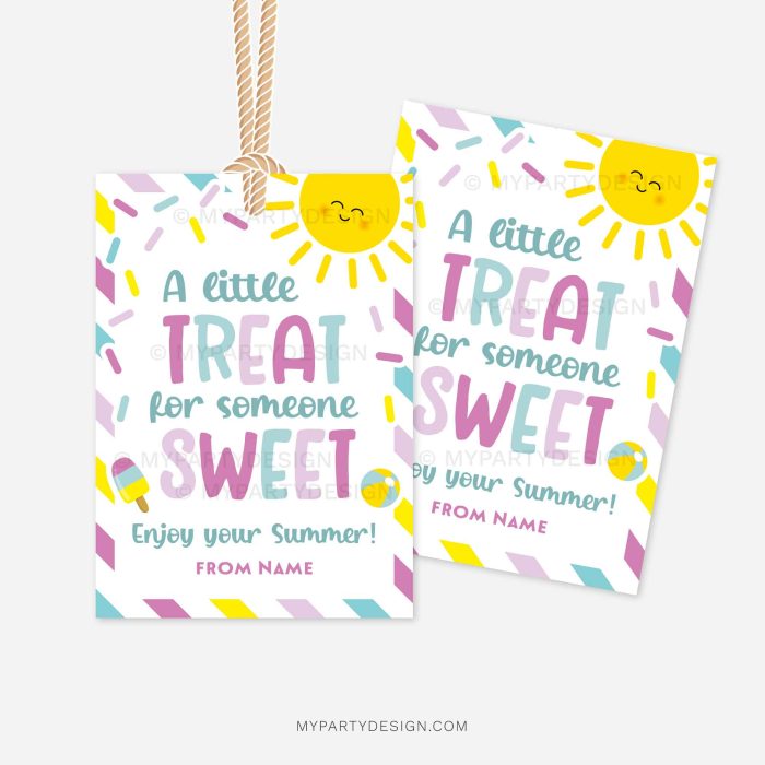 last day of school gift tags that read "a little treat for someone sweet. enjoy your summer"