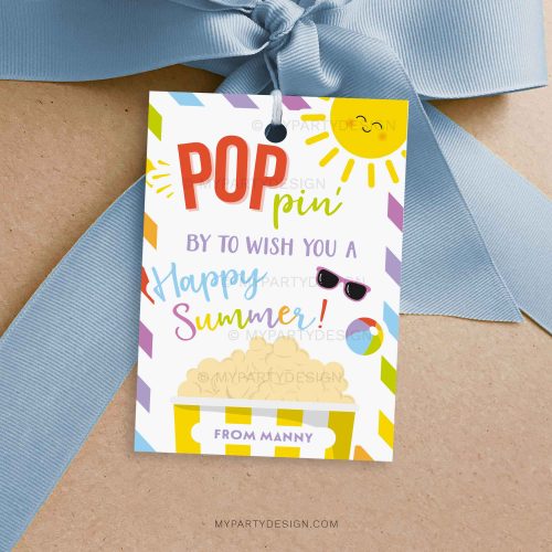 summer popcorn gift tag for end of school year teacher appreciation or class gifts