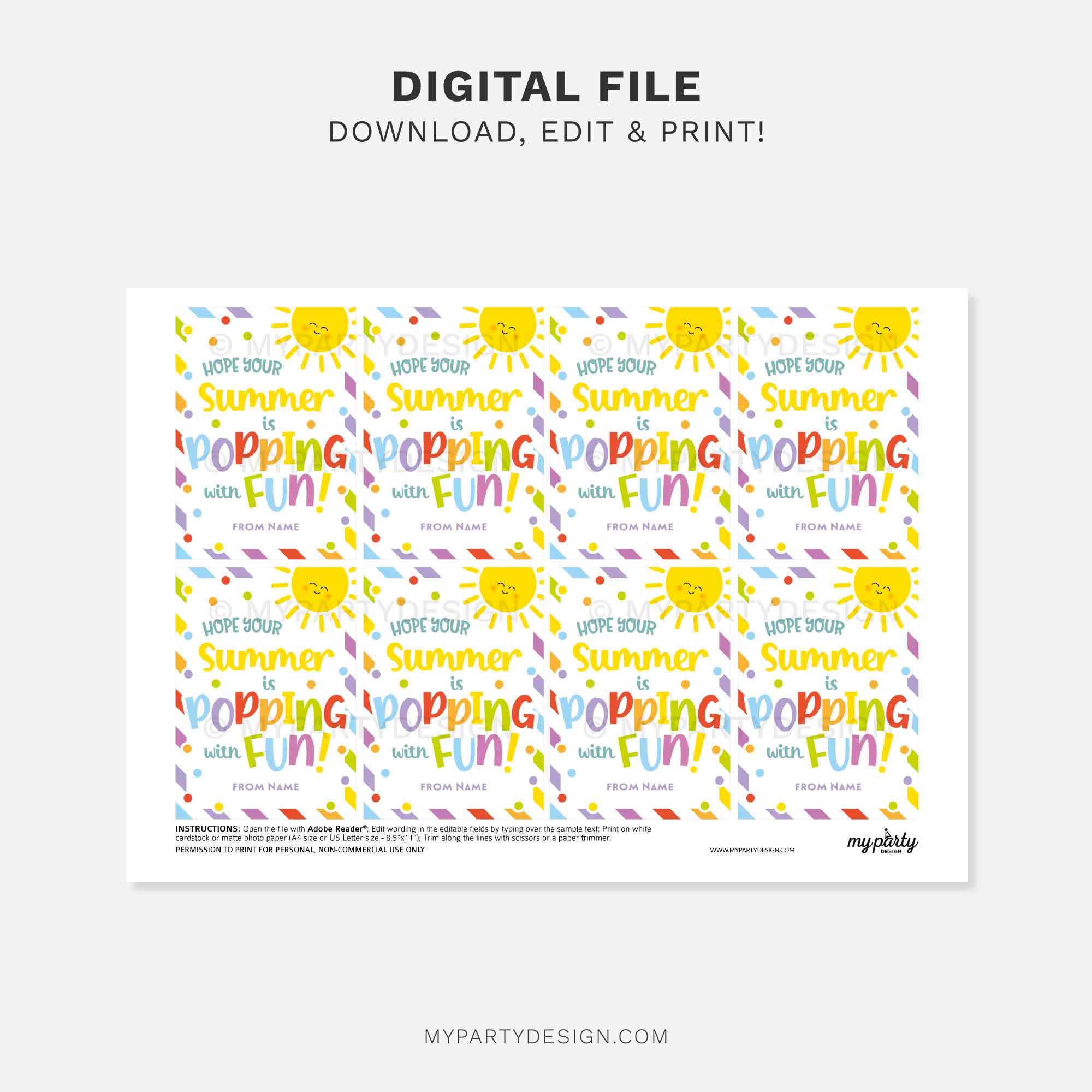 SUMMER-POPPING-WITH-FUN-GENERIC-GIFT-TAGS-00C printable summer popping with fun gift tag for last day of school year class gifts for students or friends