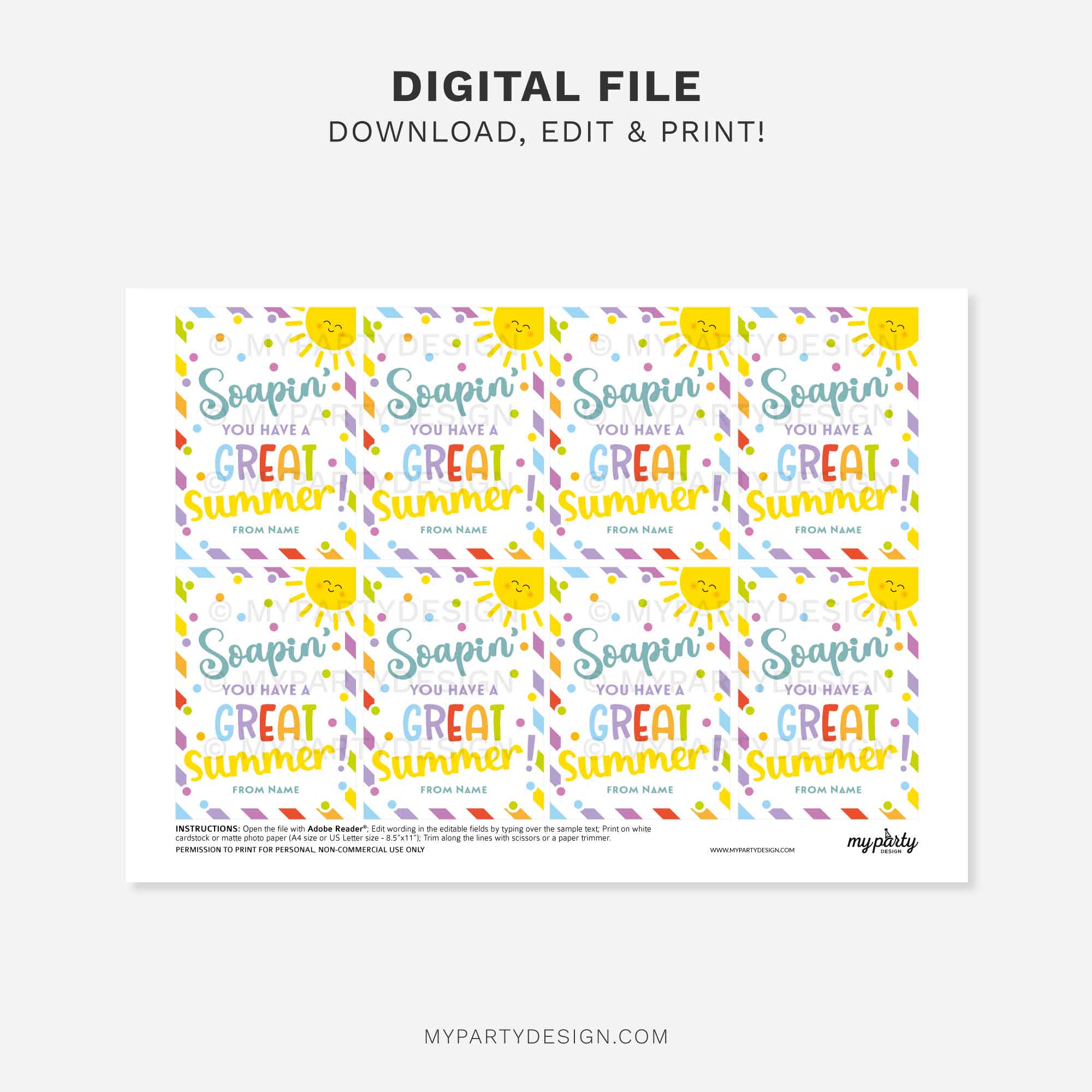 SUMMER-SOAPIN-SOAP-GIFT-TAGS-00C printable summer soap gift tag for teachers, staff or coworker gifts