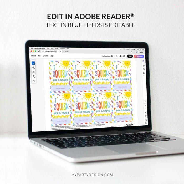 editable I squish you a happy summer gift tag template for last day of school class gifts