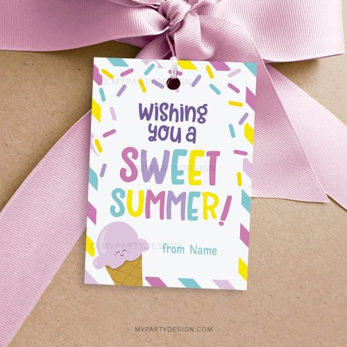 ice cream sweet Summer tag for end of school gifts