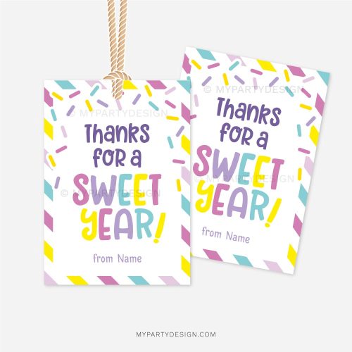 end of school year tag that reads "thanks for a sweet year"