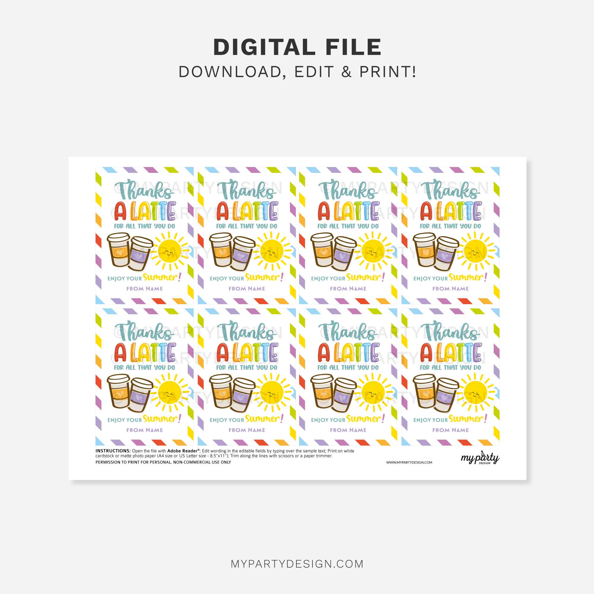 SUMMER-THANKS-A-LATTE-GIFT-TAGS-00C printable summer thanks a latte gift tag for teacher or staff appreciation gifts