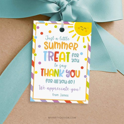 summer treat to say thank you gift tag for end of school year appreciation gifts