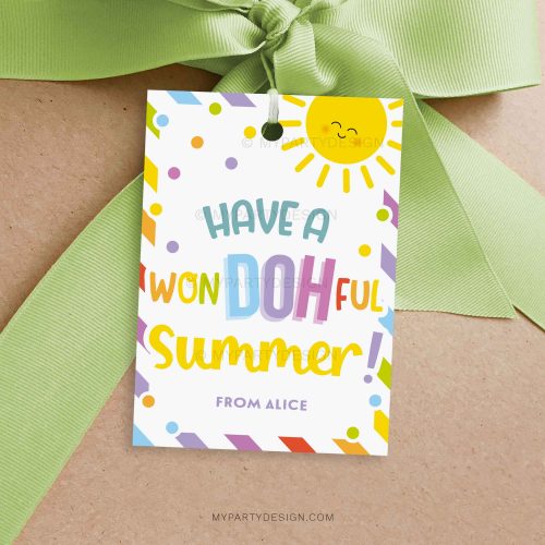 won-doh-ful summer play dough gift tag for last day of school class gifts