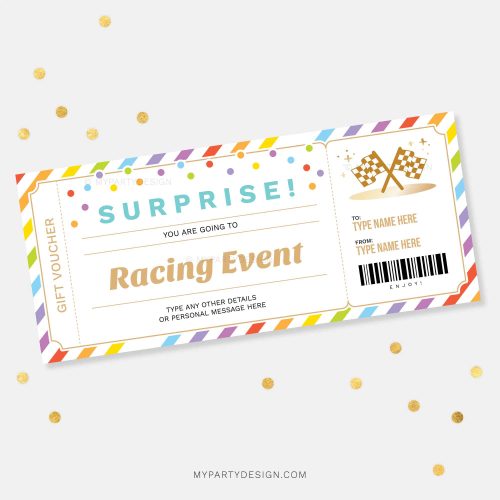 surprise car racing gift voucher template printable