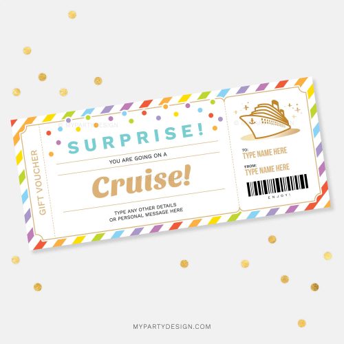 surprise cruise gift voucher template printable