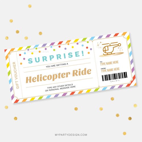 surprise helicopter ride gift voucher template printable