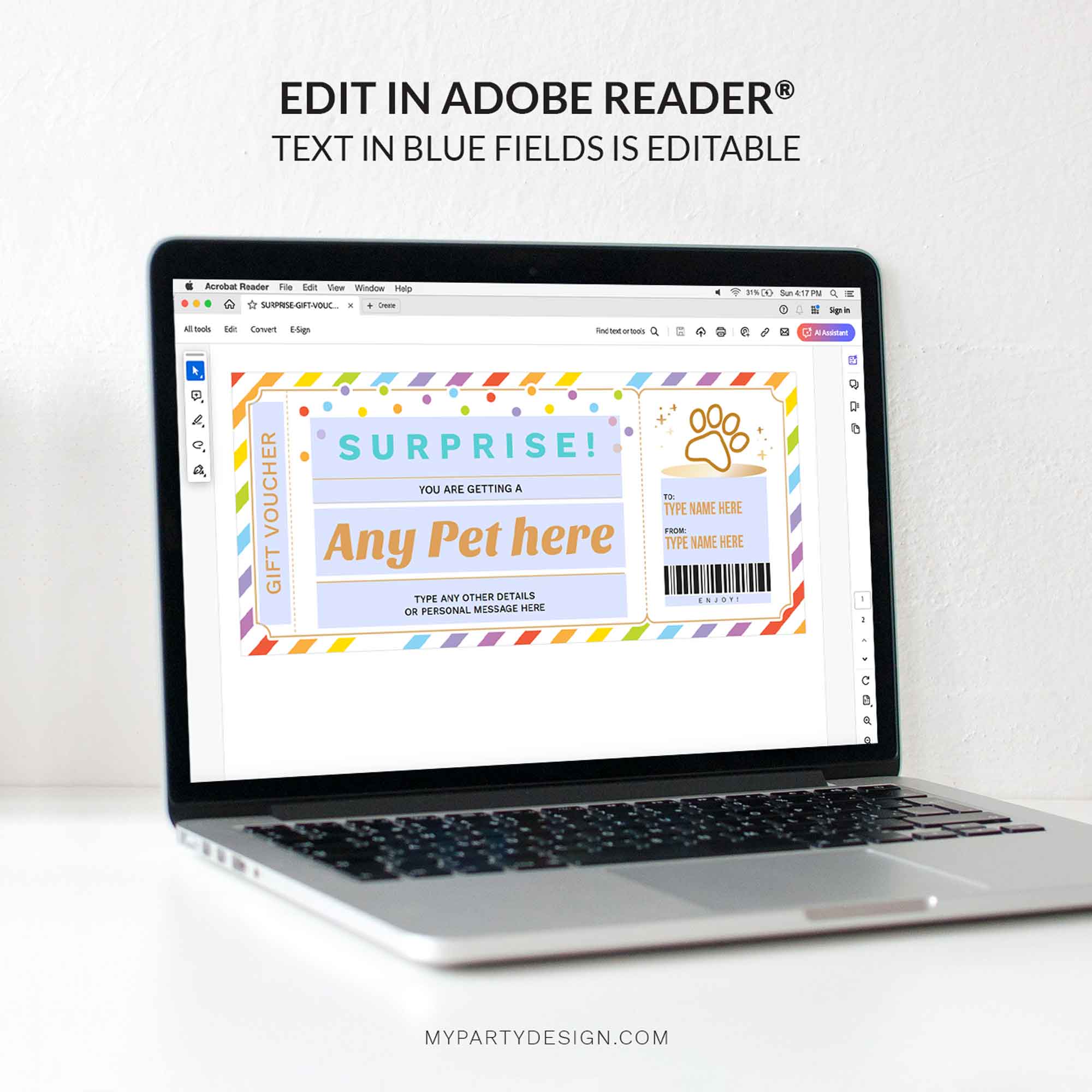 SURPRISE-GIFT-VOUCHER-PET-00D editable surprise pet gift voucher template