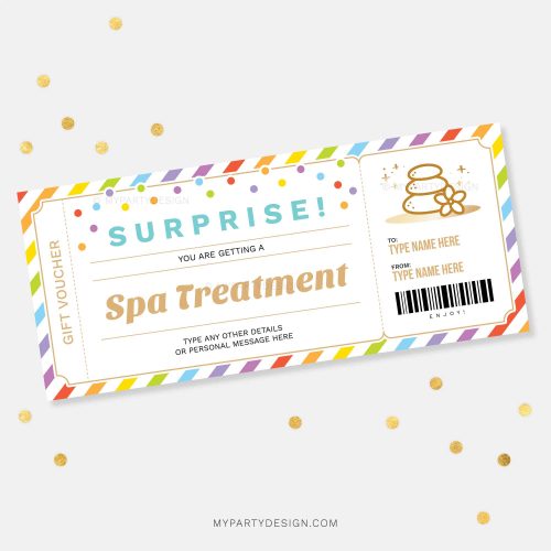 surprise spa gift voucher template printable