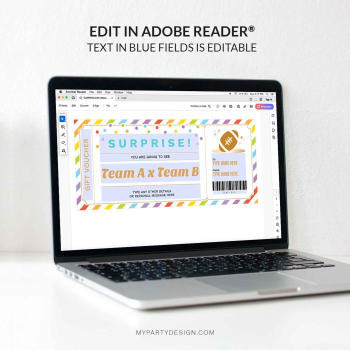 editable surprise football gift voucher template
