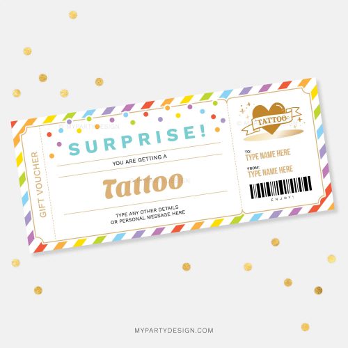 surprise tattoo gift voucher template printable