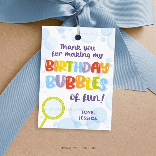 bubbles of fun party favor gift tag