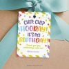 colourful Chip Hooray Birthday Class Gift Tag for kids birthday favors