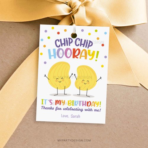 Chip Hooray Chips Birthday Class Gift Tag for kids birthday favors