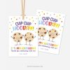 cute class gift tags with cookie illustration that read "chip chip hooray, it's my birthday!"
