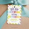 colourful Sip Hooray Birthday Class Gift Tag for kids birthday favors