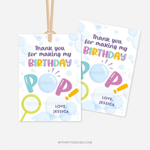 bubbles thank you tags for bubble wand birthday party favors