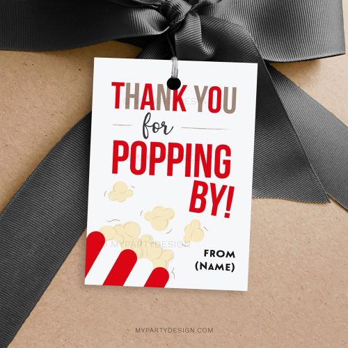 Thank You for Popping By Popcorn Tag for party favors