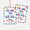 red white and blue gift tags for 4th of July appreciation gifts that read "Thank you for making our team sparkle. Happy 4th of July!"
