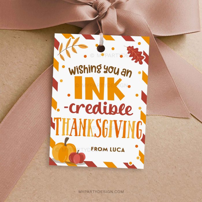 Ink-Credible thanksgiving gift tag for pen class gifts or teacher gifts