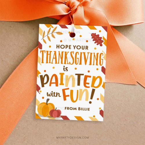 thanksgiving painted with fun gift tag for fall class gifts