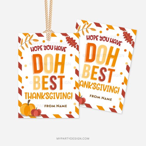 fall themed thanksgiving class gift tags that read "hope you have DOH best thanksgiving"