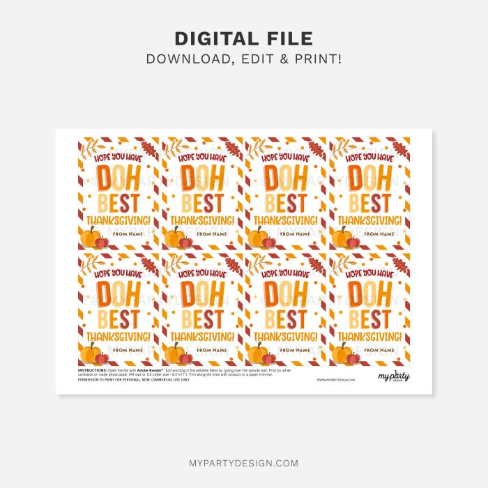 printable have DOH best thanksgiving gift tags for play dough class gifts