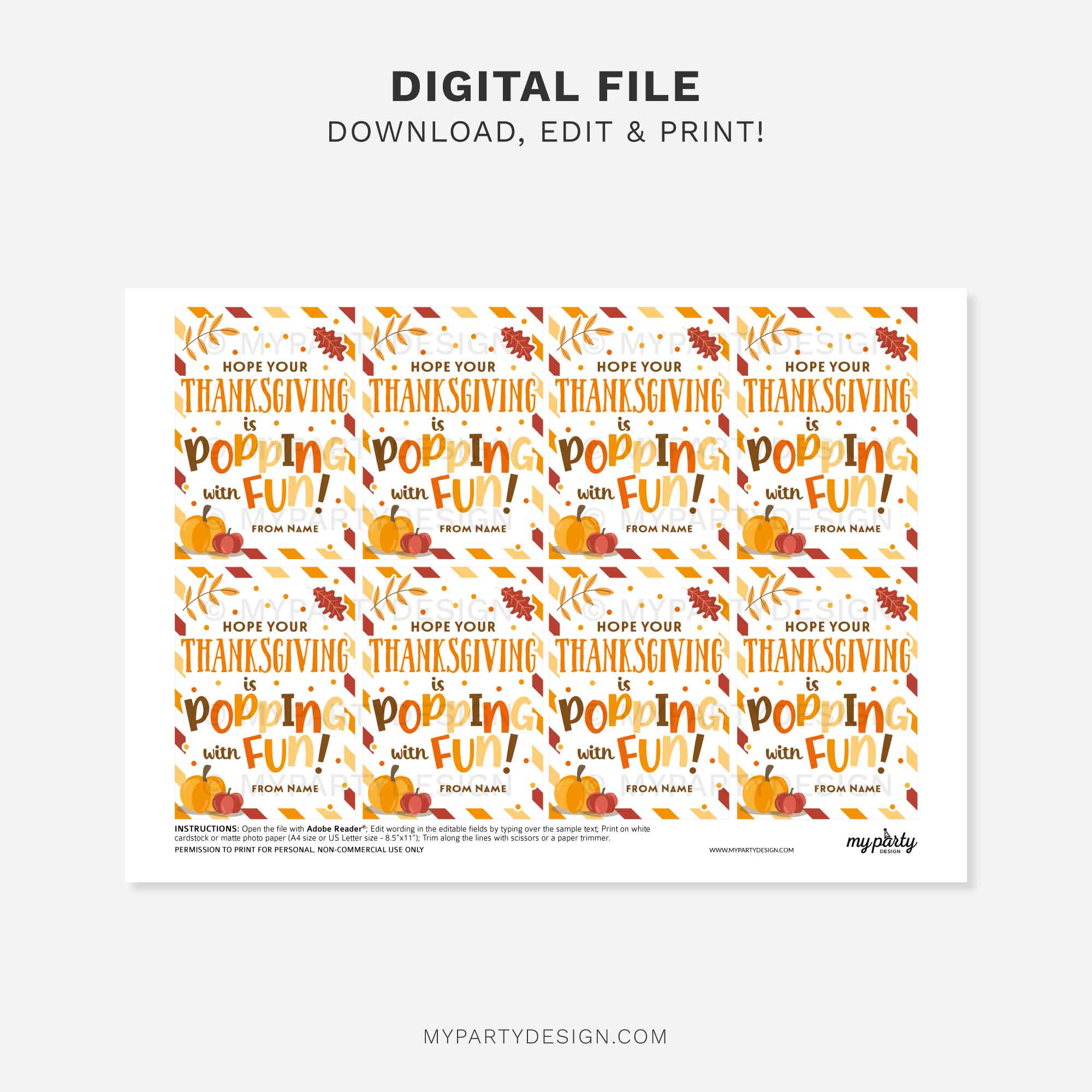 THANKSGIVING-GIFT-TAGS-POPPING-WITH-FUN-00C printable thanksgiving popping with fun gift tag for fall class gifts