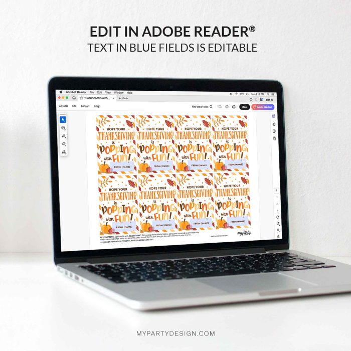 editable thanksgiving popping with fun gift tag template for fall class gifts