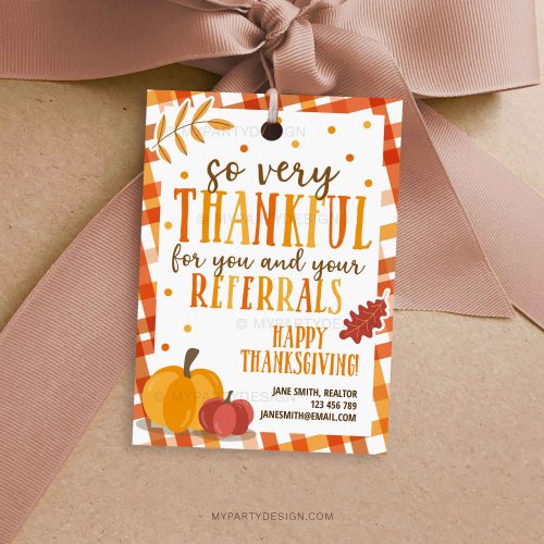 thanksgiving thankful for your referrals gift tag for clients marketing gifts