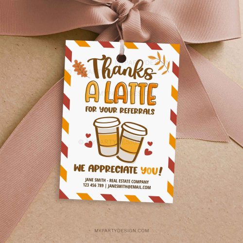 thanksgiving thanks a latte referral gift tag for client appreciation gifts