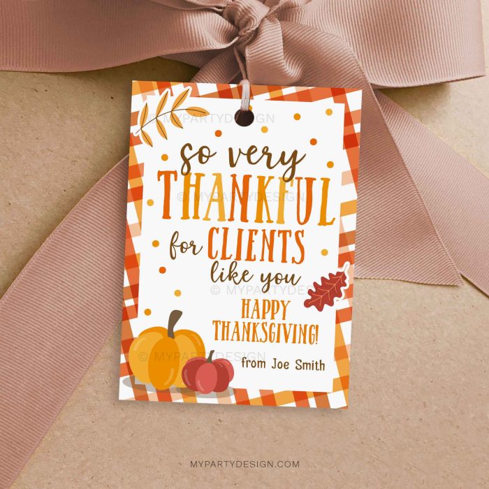 thankful for clients Thanksgiving gift tag for business client appreciation gifts