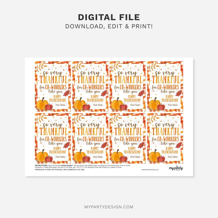 printable thankful for co-workers Thanksgiving gift tag for coworker appreciation gifts