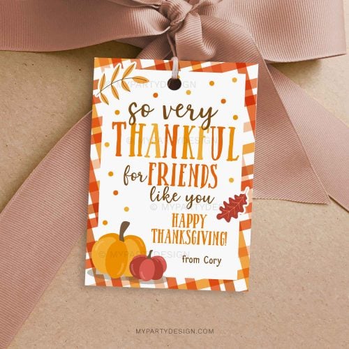 thankful for friends Thanksgiving gift tag for thanksgiving class gifts