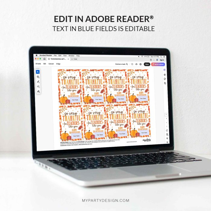 editable thankful for teachers Thanksgiving gift tag template for teacher appreciation gifts