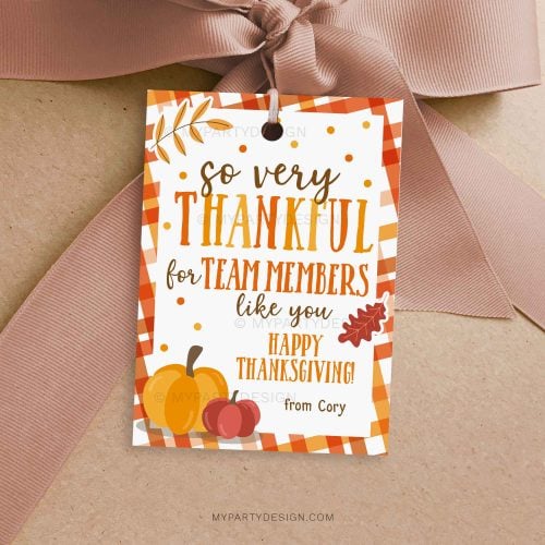 thankful for team members Thanksgiving gift tag for teacher appreciation gifts