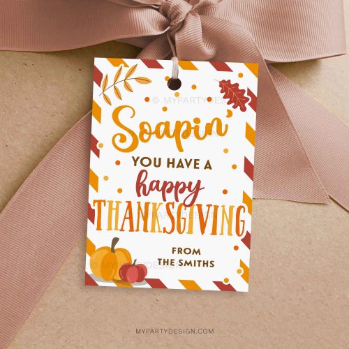 Thanksgiving soap gift tag for teacher appreciation or class gifts