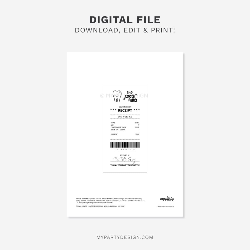 TOOTH-FAIRY-RECEIPT-00B printable tooth fairy receipt for kids lost teeth