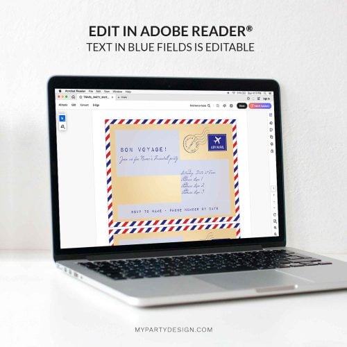 travel party invitation - editable printable invite