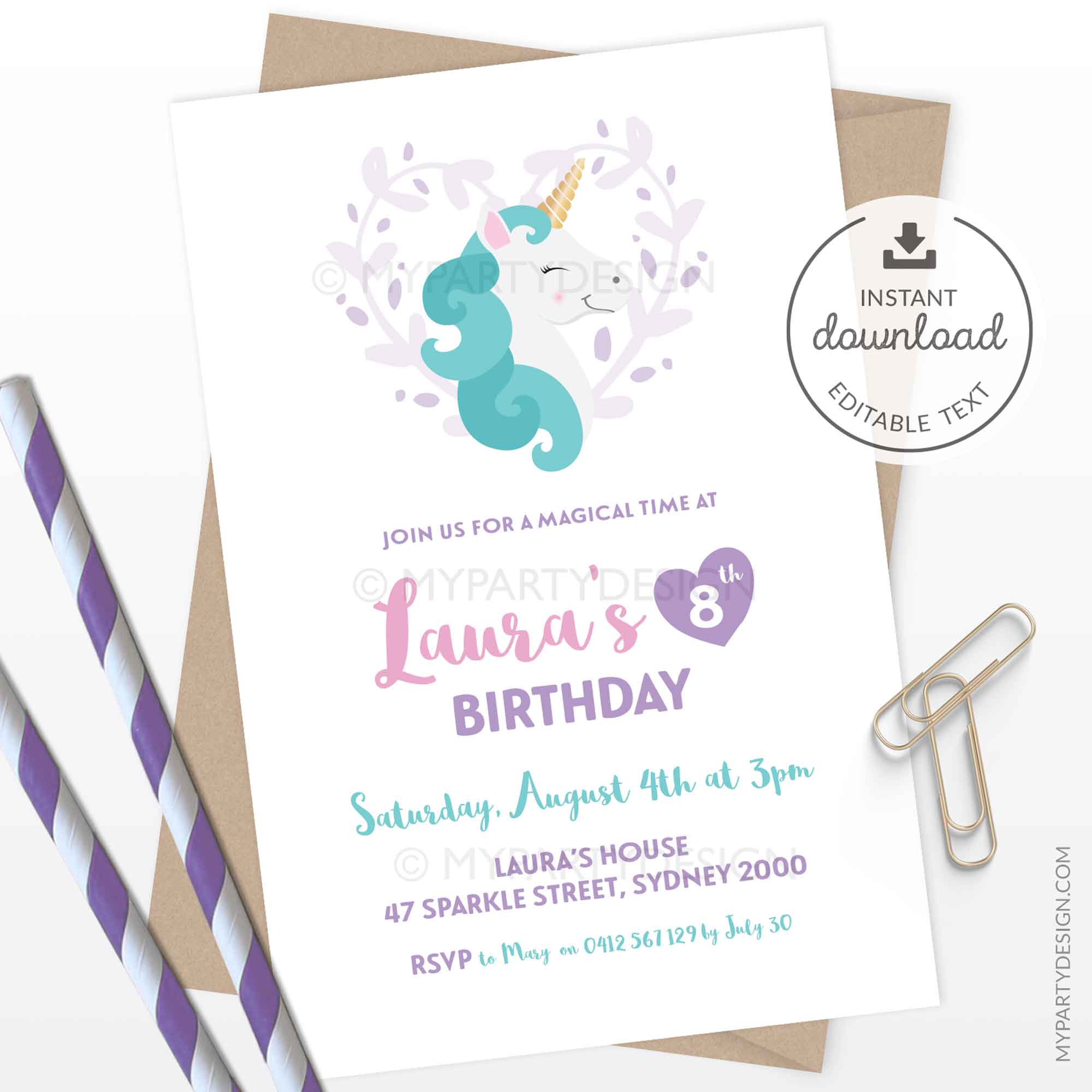 UNICORN_PURPLE_BDAY_INVITATION-05 unicorn birthday invitation printable