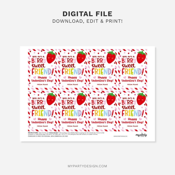 printable berry sweet friend valentine gift tag for class valentines gifts