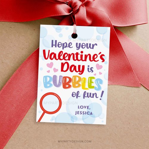 bubbles of fun valentines day gift tag for kids class gifts